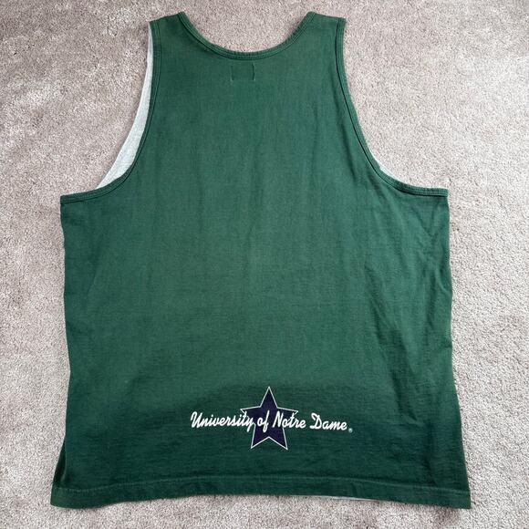 University Of Notre Dame Tank Top Size XL Gray Green College Collegiate Indiana - Picture 3 of 4